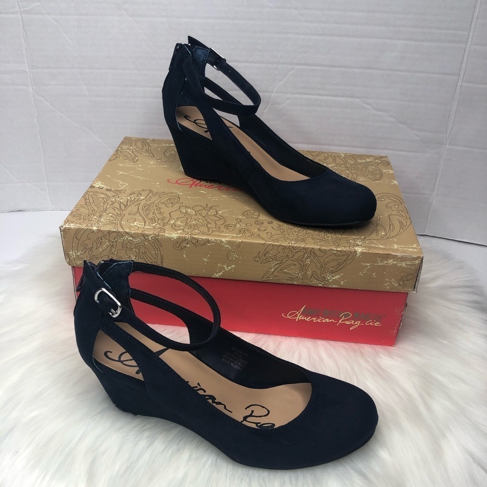 American Rag Navy Blue Miley Chop Out Wedges 5.5M - Picture 2 of 10
